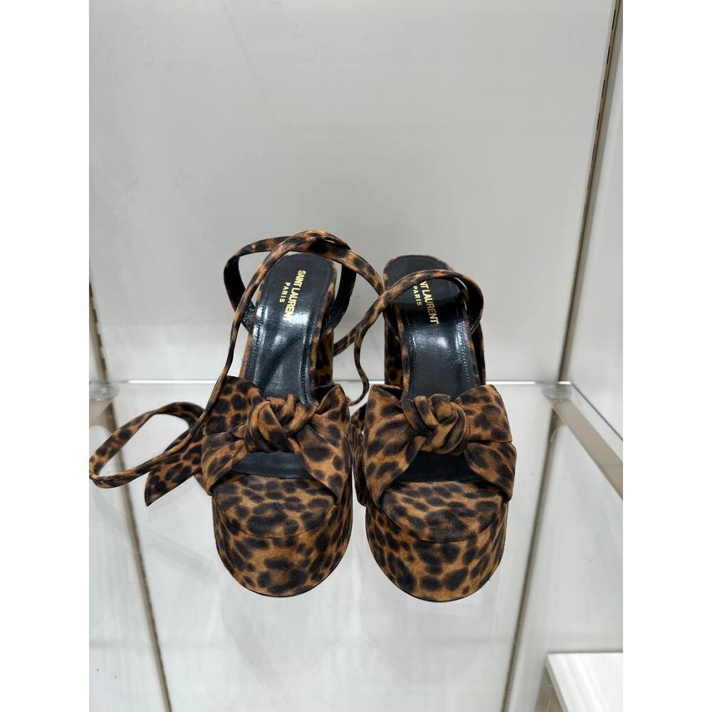 Saint Laurent Bianca Leopard Suede Platform Heels Sz.38 - Picture 3 of 9